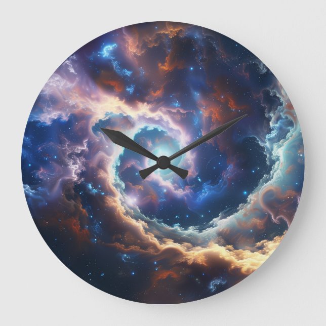 Mystical Whirlpool in the Starry Skies Large Clock (Front)