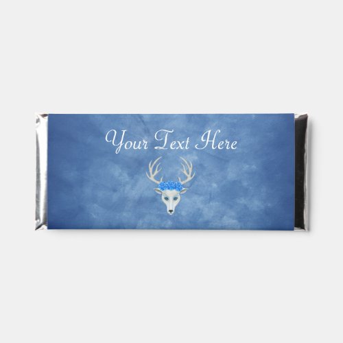 Mystical White Deer Head Antlers Pretty Roses Blue Hershey Bar Favors