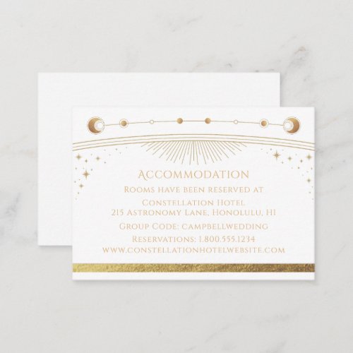 Mystical White Gold Celestial Wedding Enclosure Card