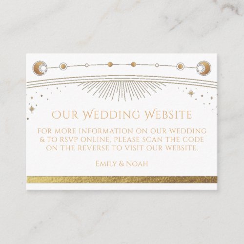 Mystical White Gold Wedding Website RSVP QR Code Enclosure Card