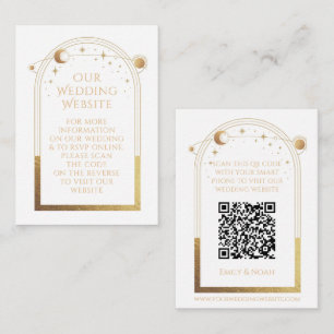 Mystical White Gold Wedding Website RSVP QR Code Enclosure Card