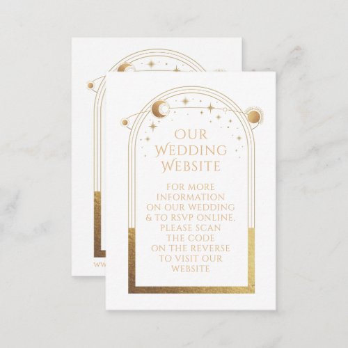 Mystical White Gold Wedding Website RSVP QR Code Enclosure Card
