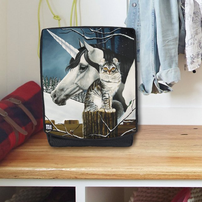 Mystical White Gray Fantasy Unicorn Cat Winter Backpack (Creator Uploaded)