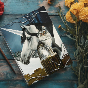 Mystical White Gray Fantasy Unicorn Cat Winter Planner