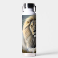 Mystical White Lion AI Art Water Bottle