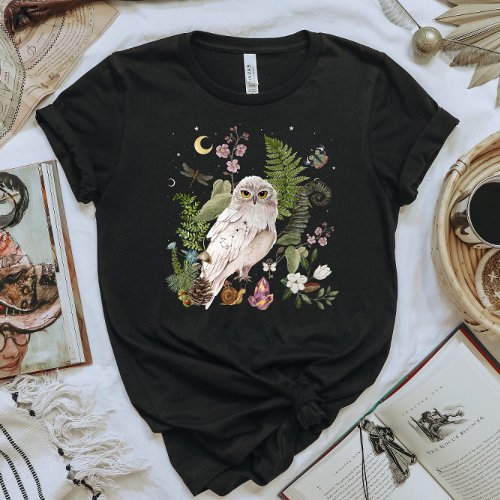 Mystical White OWL Cottagecore T_shirt