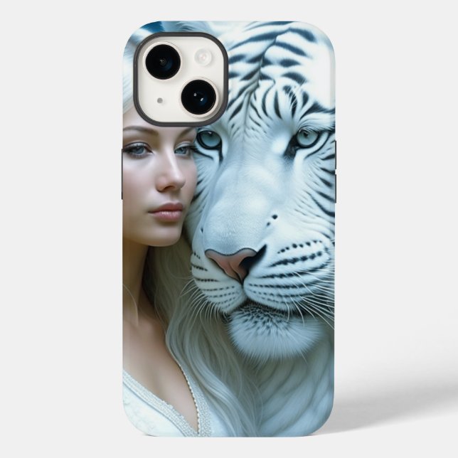 Mystical White Tiger and Woman   Case-Mate iPhone Case (Back)