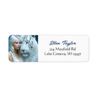Mystical White Tiger and Woman Label