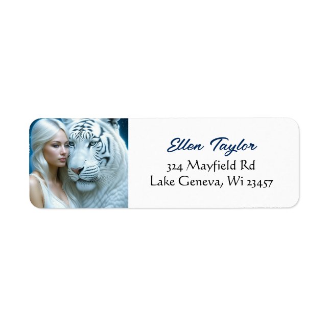 Mystical White Tiger and Woman Label (Front)