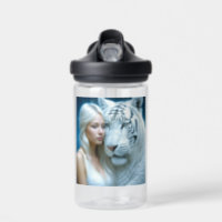 Mystical White Tiger and Woman Personalized Water Bottle