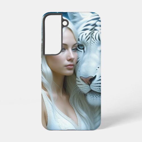 Mystical White Tiger and Woman   Samsung Galaxy S22 Case