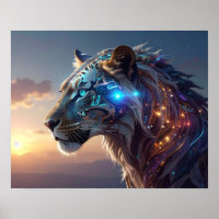 Mystical White Tiger SciFi Fantasy Steampunk Art