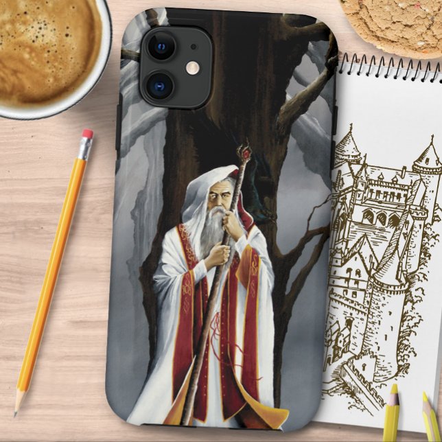 Mystical White Wizard Raven Oak Tree Fantasy Case-Mate iPhone Case (Creator Uploaded)