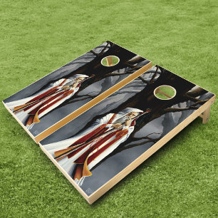 Mystical White Wizard Raven Oak Tree Fantasy Cornhole Set