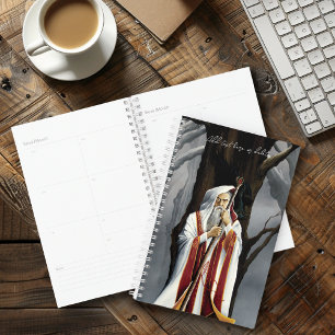 Mystical White Wizard Raven Oak Tree Fantasy Planner