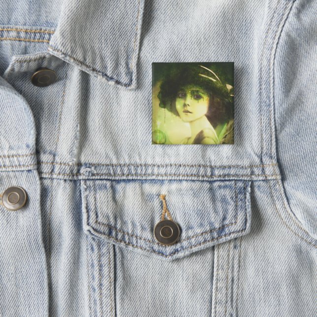 Mystical Willow Tree Fairy Fantasy Art Button (In Situ)