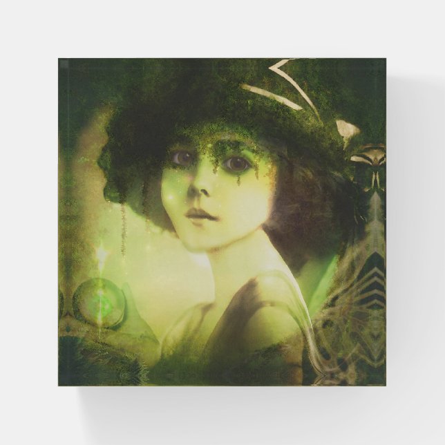 Mystical Willow Tree Fairy Fantasy Art Paperweight (Front)