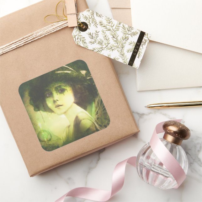 Mystical Willow Tree Fairy Fantasy Art Square Sticker (Gifting)