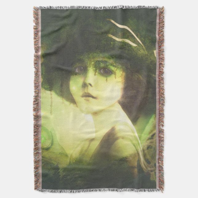 Mystical Willow Tree Fairy Fantasy Art Throw Blanket (Front Vertical)