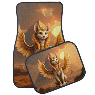 Mystical Winged Cat Sphinx – Egyptian Fantasy Art. Car Floor Mat