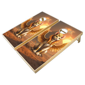 Mystical Winged Cat Sphinx – Egyptian Fantasy Art. Cornhole Set