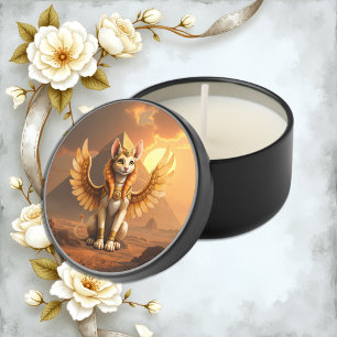 Mystical Winged Cat Sphinx – Egyptian Fantasy Art. Mini Candle Favors