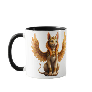Mystical Winged Cat Sphinx – Egyptian Fantasy Art. Mug