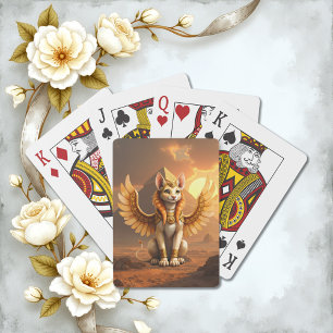 Mystical Winged Cat Sphinx – Egyptian Fantasy Art. Poker Cards