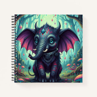 Mystical Winged Elephant in Enchanted Forest  Notebook