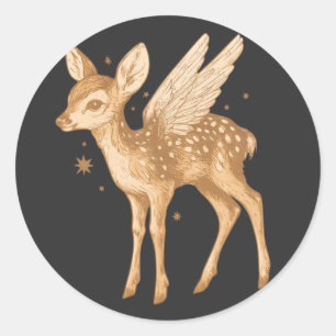 Mystical Winged Fawn Cottagecore Classic Round Sticker