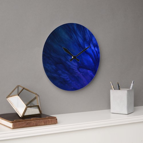 Mystical Wings with Deep Blue Feathers Large Clock