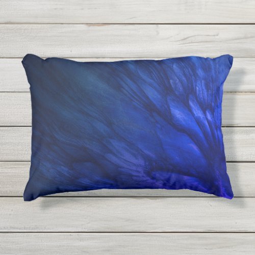 Mystical Wings with Deep Blue Feathers Outdoor Pillow