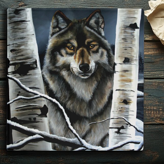 Mystical Winter Alpha Wolf Birch Forest Wildlife 3 Ring Binder (Creator Uploaded)