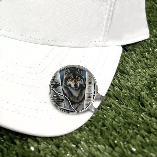 Mystical Winter Alpha Wolf Birch Forest Wildlife Golf Hat Clip (Creator Uploaded)