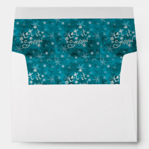 Mystical Winter Blue Silver Snowflakes Let It Snow Envelope