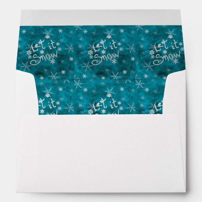 Mystical Winter Blue Silver Snowflakes Let It Snow Envelope (Back (Bottom))