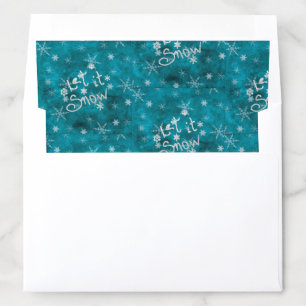Mystical Winter Blue Silver Snowflakes Let It Snow Envelope Liner