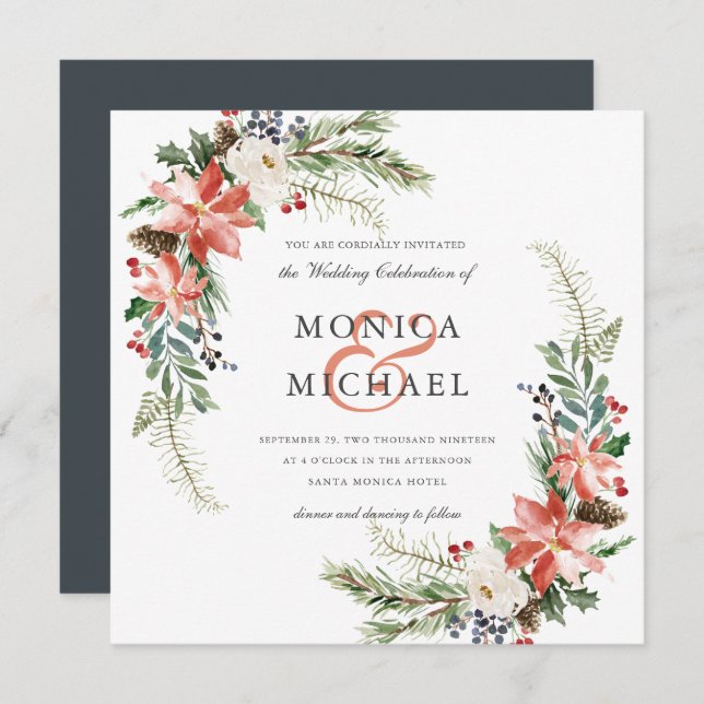 Mystical Winter | Botanical  Wedding Invitation (Front/Back)