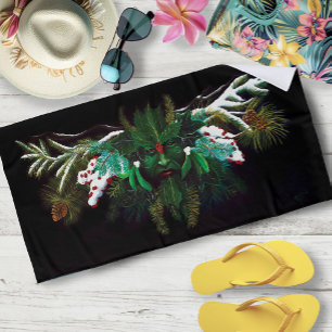 Mystical Winter Fantasy Green Man Celtic Pagan Beach Towel