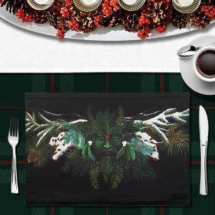 Mystical Winter Fantasy Green Man Celtic Pagan Cloth Placemat