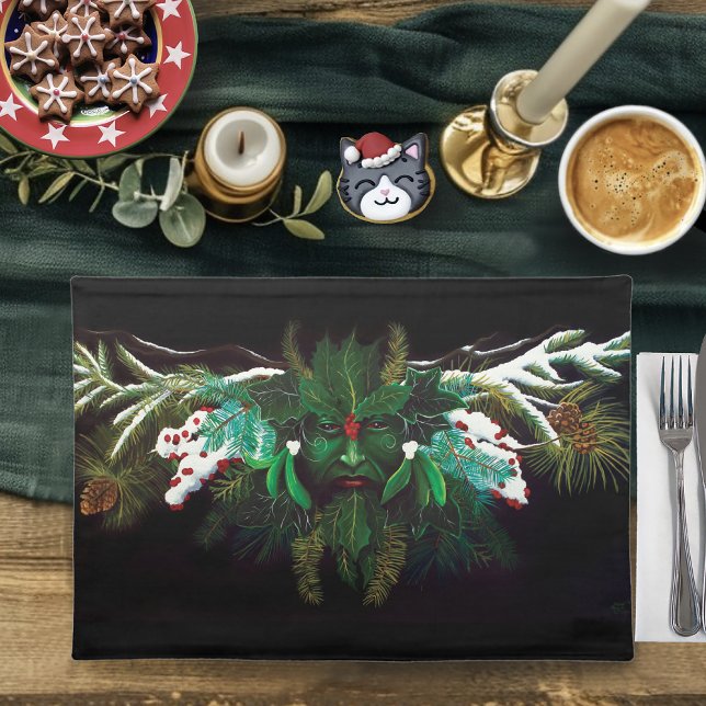 Mystical Winter Fantasy Green Man Celtic Pagan Cloth Placemat (Creator Uploaded)