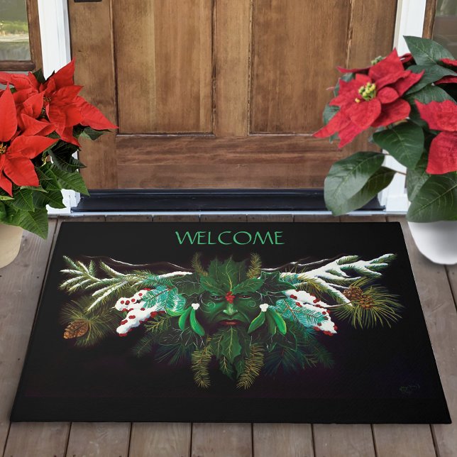 Mystical Winter Fantasy Green Man Celtic Pagan Doormat (Creator Uploaded)