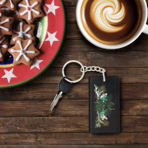 Mystical Winter Fantasy Green Man Celtic Pagan Keychain