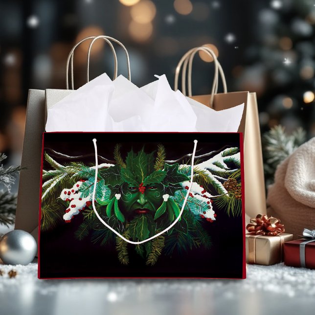 Mystical Winter Fantasy Green Man Celtic Pagan Large Gift Bag (Creator Uploaded)