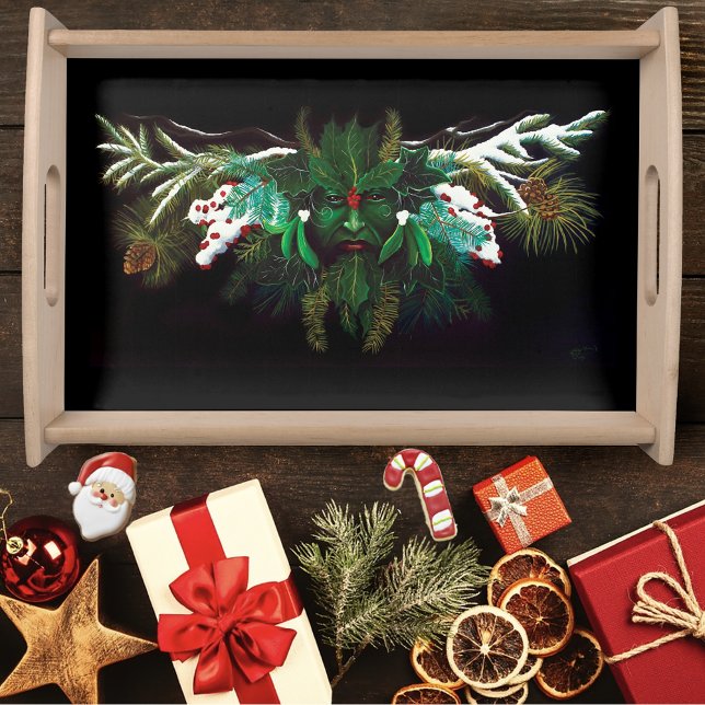 Mystical Winter Fantasy Green Man Celtic Pagan Serving Tray (Creator Uploaded)