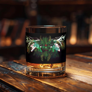 Mystical Winter Fantasy Green Man Celtic Pagan Whiskey Glass