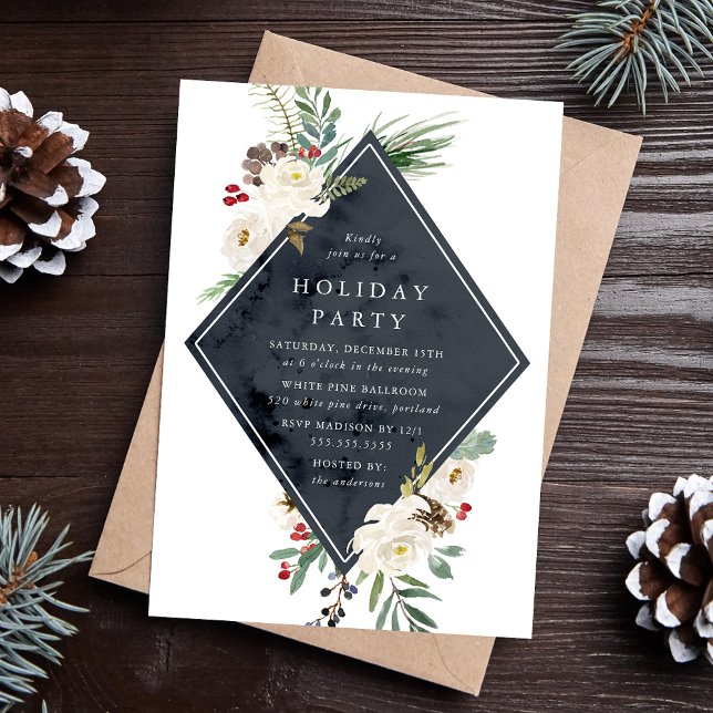 Mystical Winter Floral Holiday Party Invitation (Creator Uploaded)