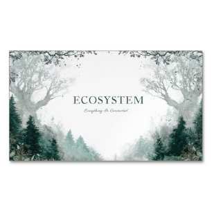 Mystical Winter Forest Bare Tree Icy Blue Rustic Business Card Magnet