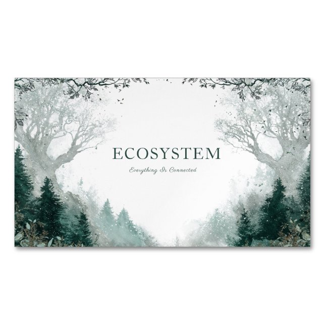 Mystical Winter Forest Bare Tree Icy Blue Rustic Business Card Magnet (Front)