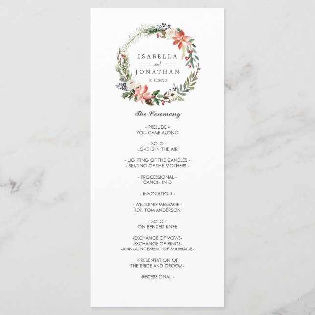 Mystical Winter  | Modern  wedding  Program (Front)